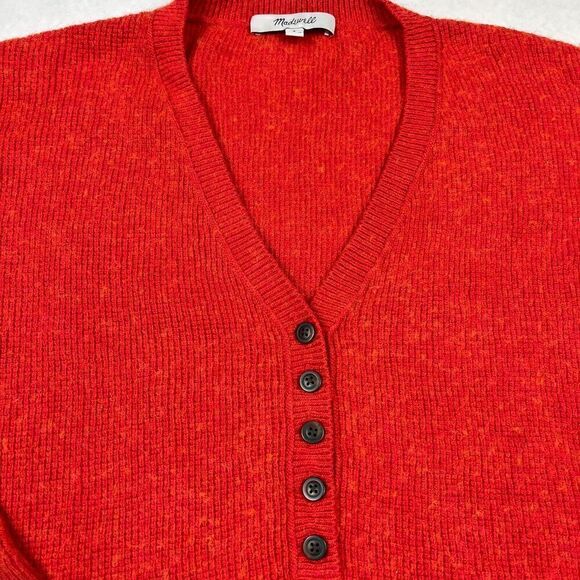 Madewell Asherton Henley Sweater Red Long Sleeve Loose Fit Knit Pullover SMALL - Picture 4 of 12